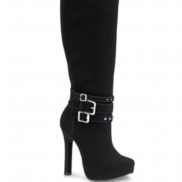 Brand new never worn black suede tall boots.