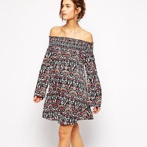 ASOS band of gypsies boho off shoulder smock dress