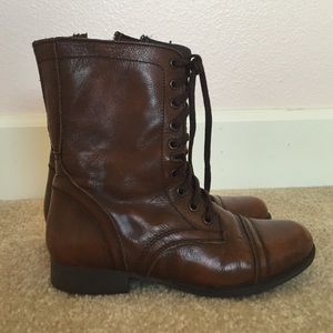 All brown Steve Madden combat boots