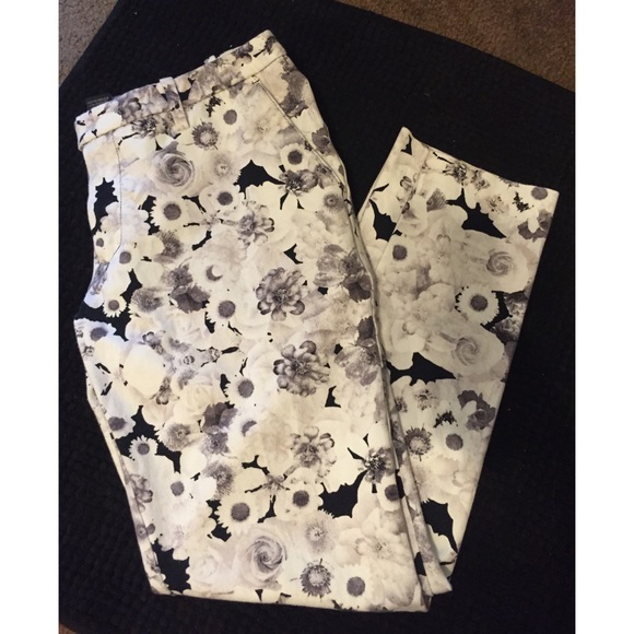 Black and white floral pants