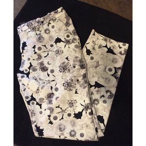 Black and white floral pants