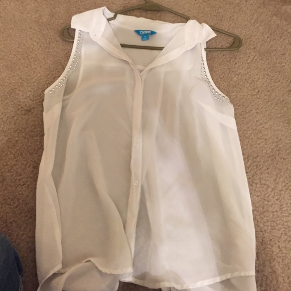 Sheer white shirt open back