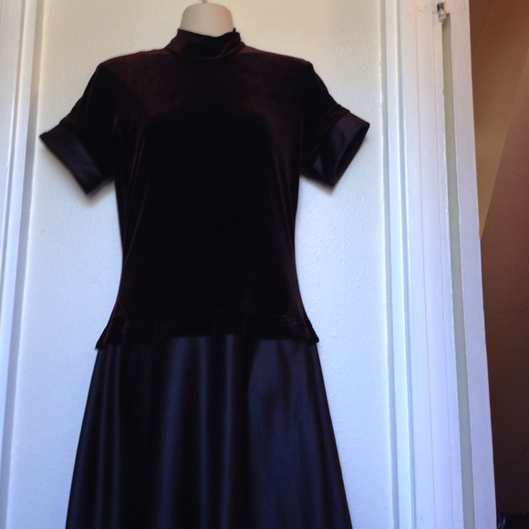 Vintage Tadashi Brown Velvet and Satin Formal Gown