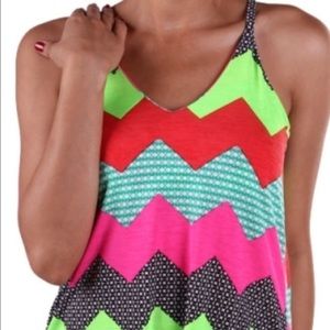 Bright neon Chevron summer tank top