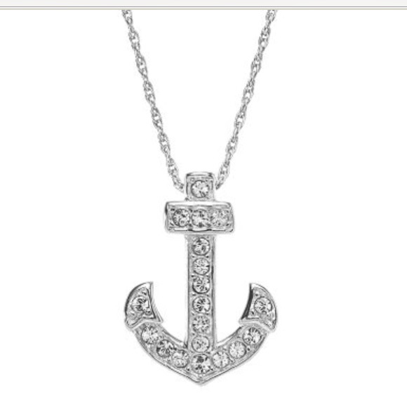 DiamonLuxe Crystal Sterling Silver Anchor Pendant