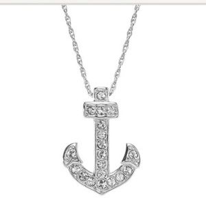 DiamonLuxe Crystal Sterling Silver Anchor Pendant