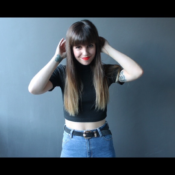 Black High neck crop top