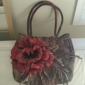 Handcrafted Felt Satchel Tote Bag - Multicolor