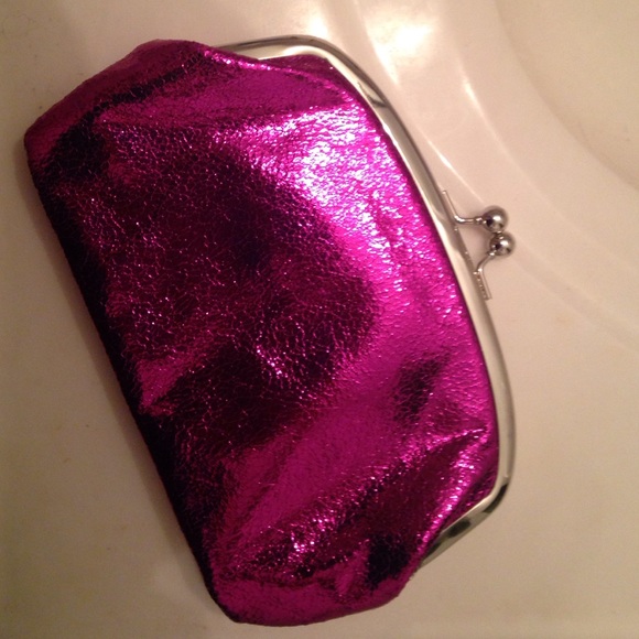 Metallic pink clutch