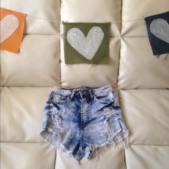 High-waisted Washed-Out Denim Shorts
