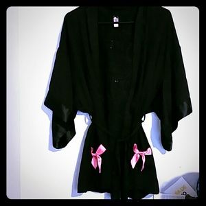 VS Black Kimono Robe NWOT