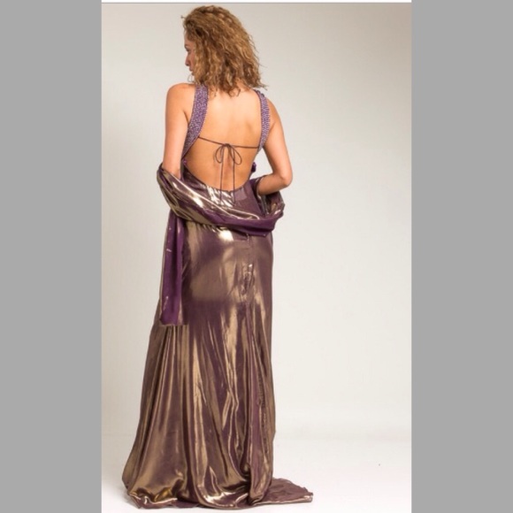 Greek goddess in deep bejeweled purple silk. NWT - Picture 2 of 6