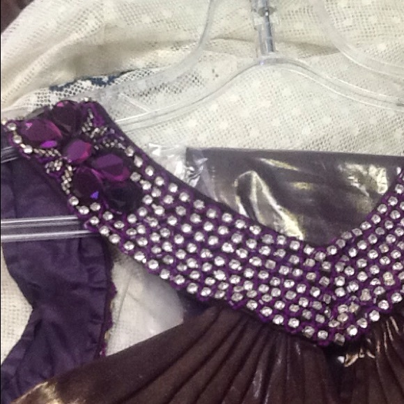 Greek goddess in deep bejeweled purple silk. NWT - Picture 4 of 6