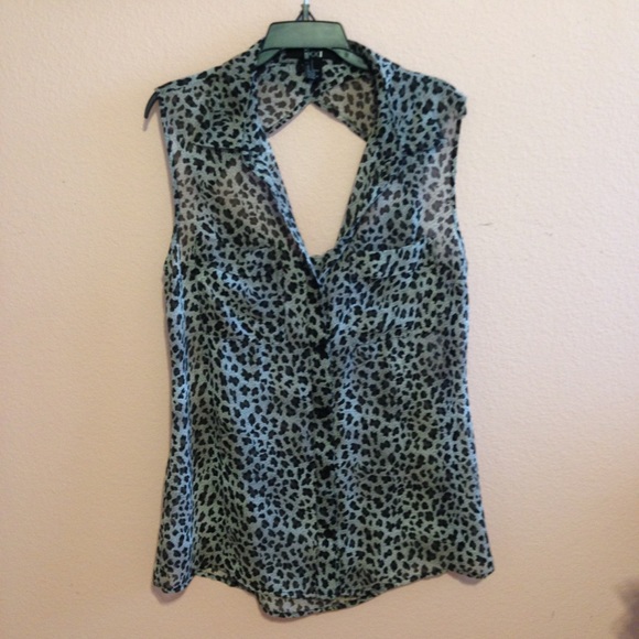 Forever 21 Tops - Slit Back Leopard Top