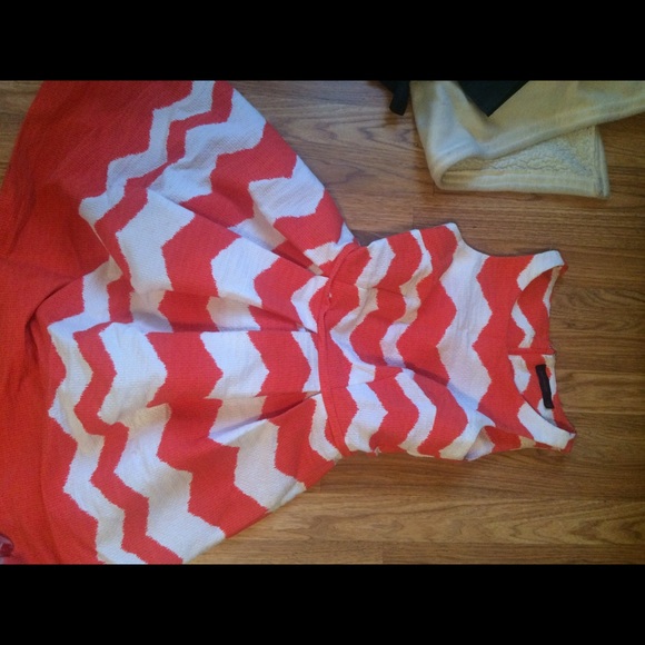 Orange and white chevron a-line dress