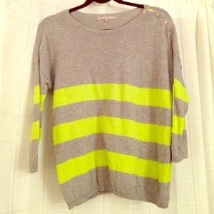 Gap Gray and Lime Green Striped Sweater