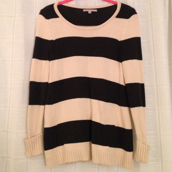 GAP Sweaters - Gap Oatmeal and Charcoal Gray Striped Sweater