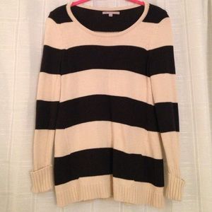 Gap Oatmeal and Charcoal Gray Striped Sweater