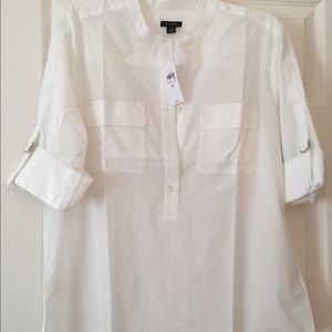 Ann Taylor Tab Sleeve Cotton Shirt