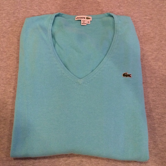 Lacoste turquoise v-neck sweater