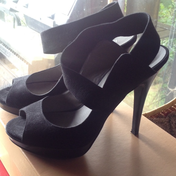 Black Strap Suede Heels