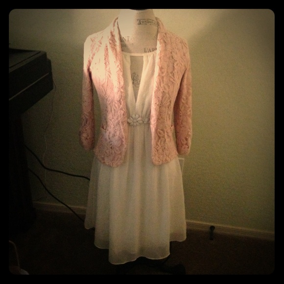 Perfect lace blazer and ivory dress