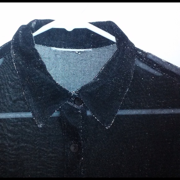 90s Sheer Shiny Button up - Picture 2 of 4