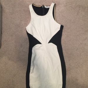 White leather and black fabric Zara dress