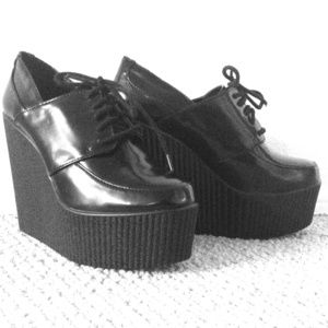 NWOT Goth Platform Wedges
