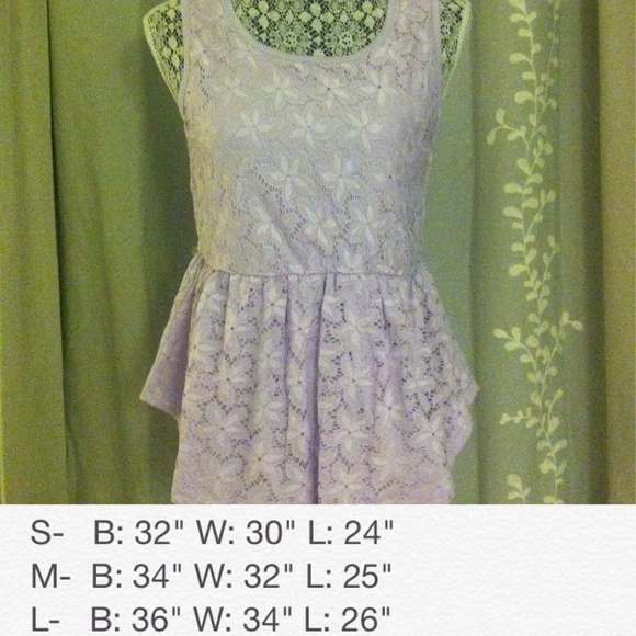 •Lavender lace peplum top• - Picture 3 of 3