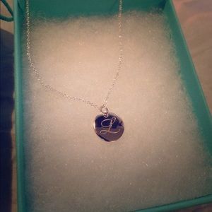 Tiffany & Co sterling silver necklace w/ L pendant