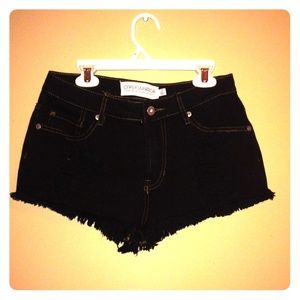 Black denim Gypsy Warrior festival shorts