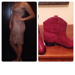 Bundle- Sue Wong dress and Franco Sarto Boots.