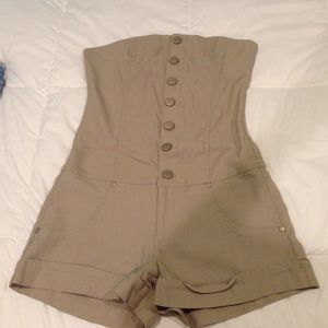 Tan strapless romper