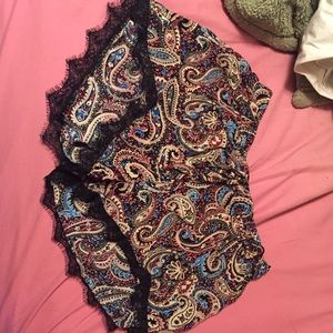 Boho Shorts With Lace Bottoms/Tie Top