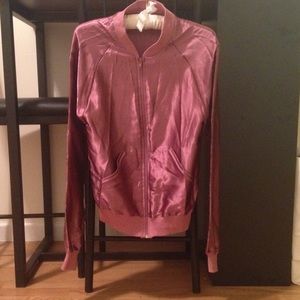 Blush Pink American Apparel Silky Bomber Jacket