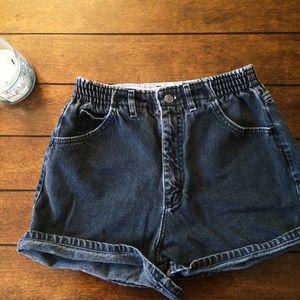 • faded black high waisted shorts •