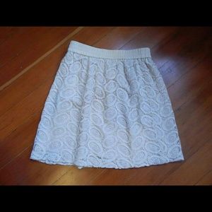 Cream Beige Crochet Scallop Pattern Skirt