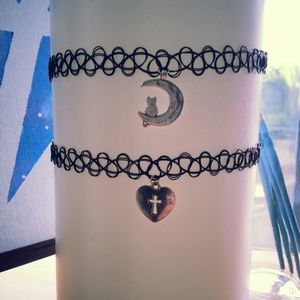 Bundle Handmade Black Tattoo Choker Necklaces