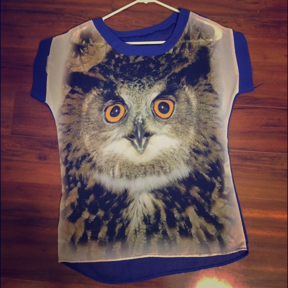 Sheer owl top , new - Picture 1 of 1