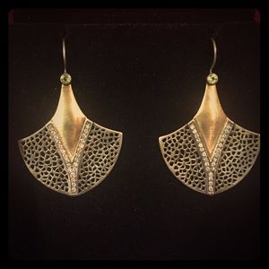 Two-tone gold and silver designer earrings