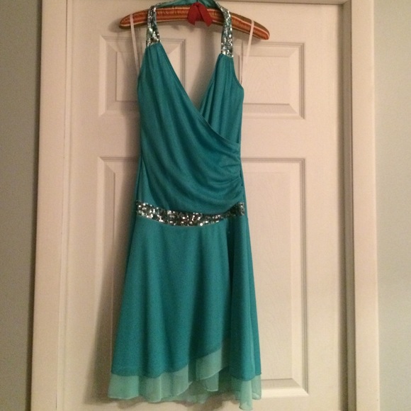 Teal and sequence Special occasion dress - Picture 1 of 2