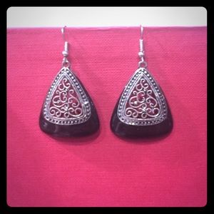 Silver and black earrings