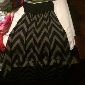 Black/green strapless hi-low dress from Dillards!