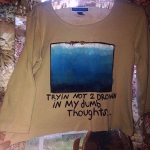 Hand painted tan 3/4 sleeved shirt