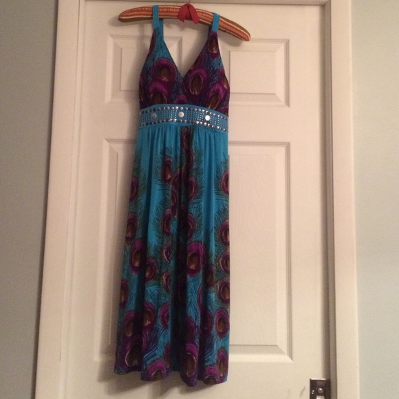 Fun peacock patterned summer dress - Picture 1 of 2