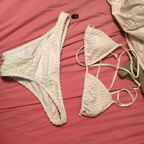white crochet bikini