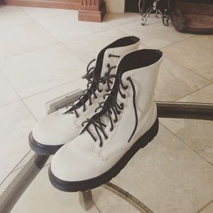 White Combat Boots