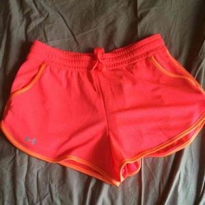 Size S neon coral Underarmour shorts