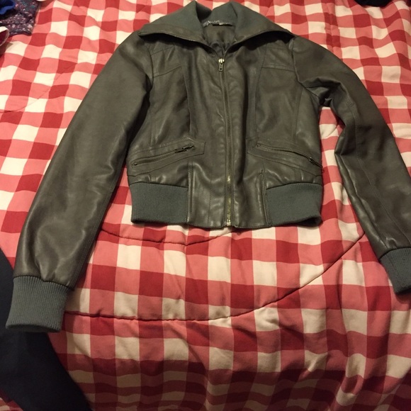 Gray leather jacket